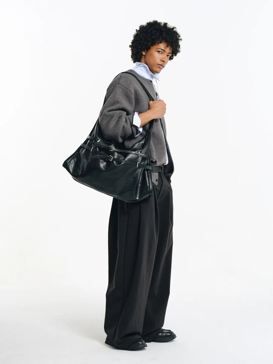Strapped Buckle Soft-Structure Shoulder Bag