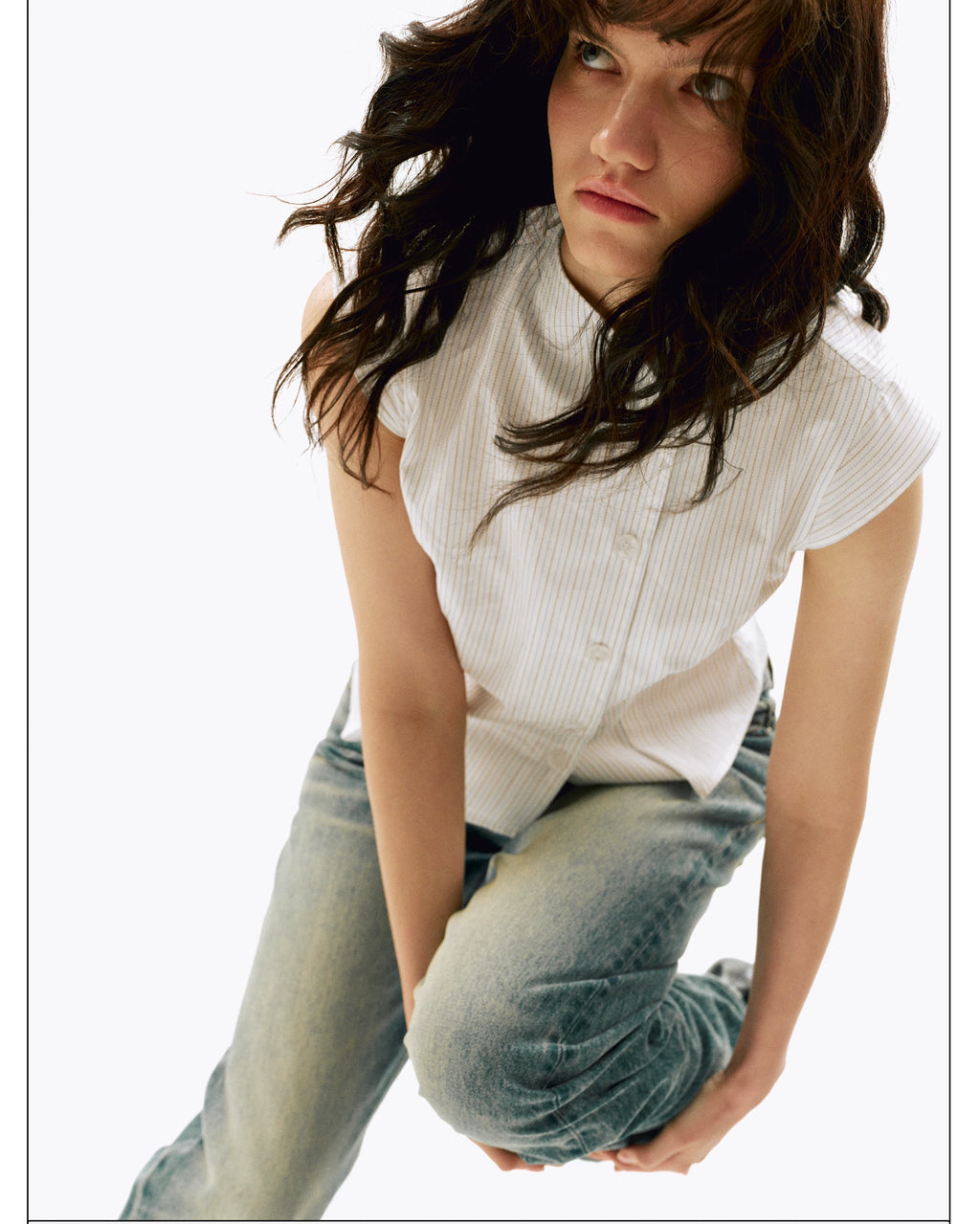 Pinstripe Stand-Collar Vest