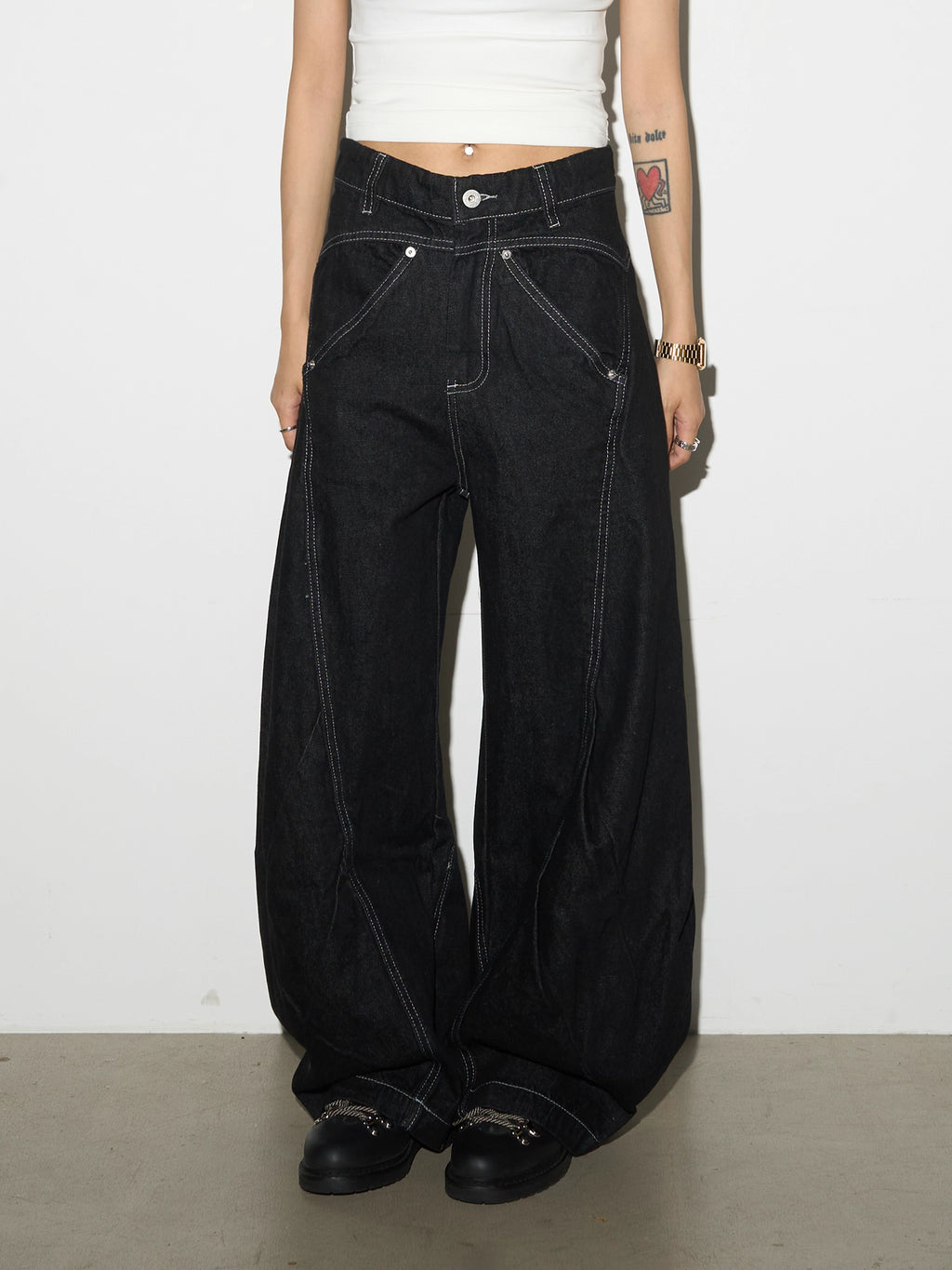 Contrast Stitch Detail Jeans