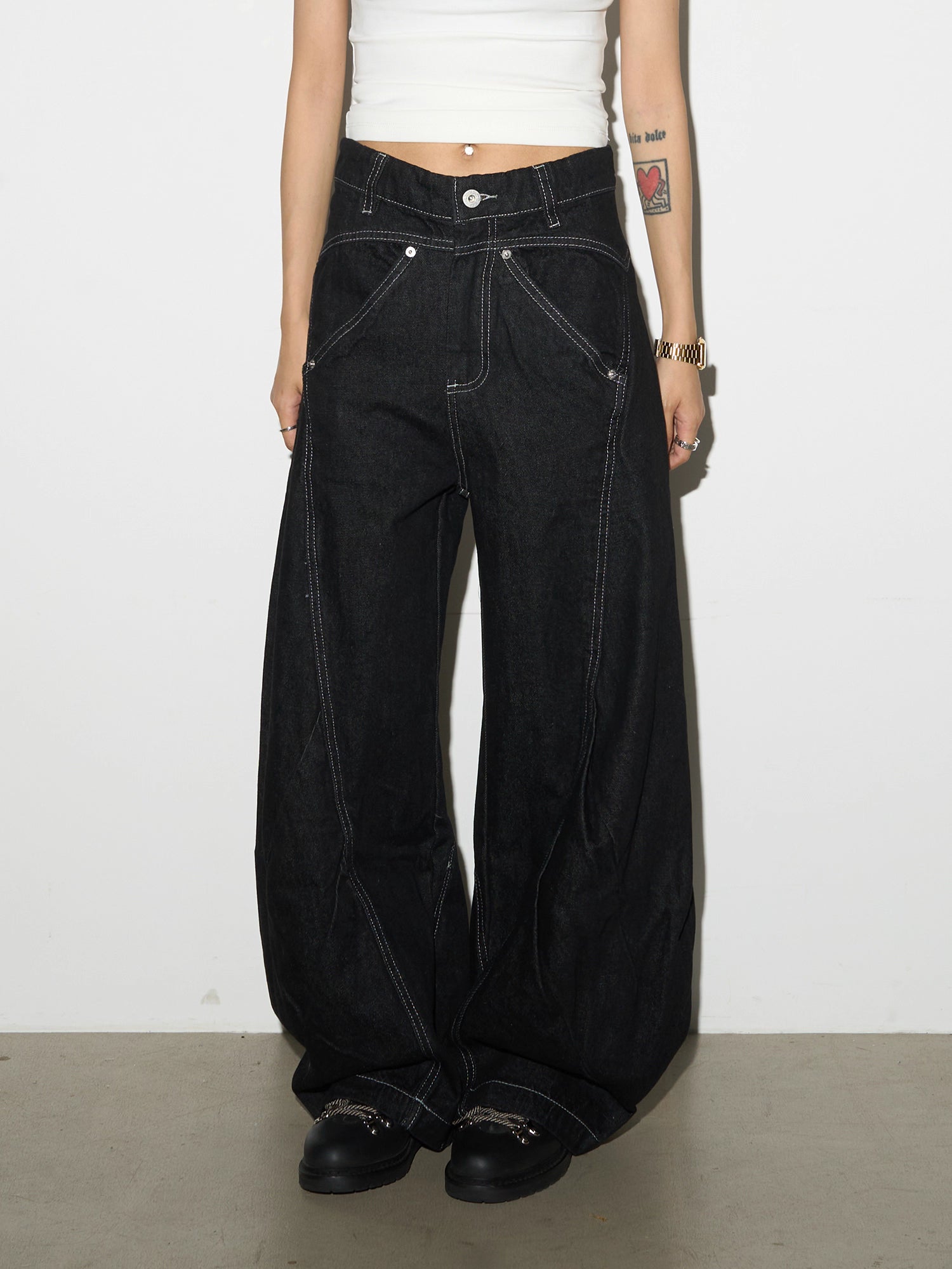 Contrast Stitch Detail Jeans