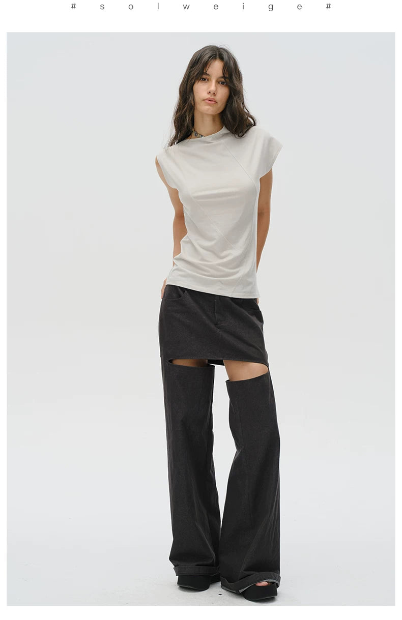 Contour Seam Cap Sleeve Top