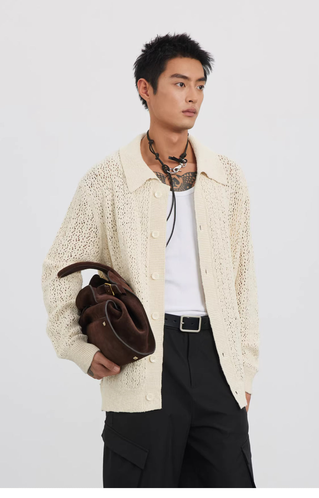 Raschel Matrix Knit Transitional Cardigan