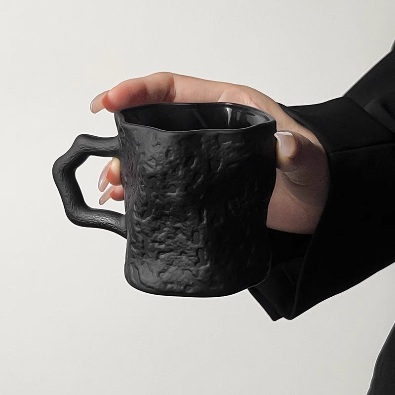 Obsidian Black Irregular Mug