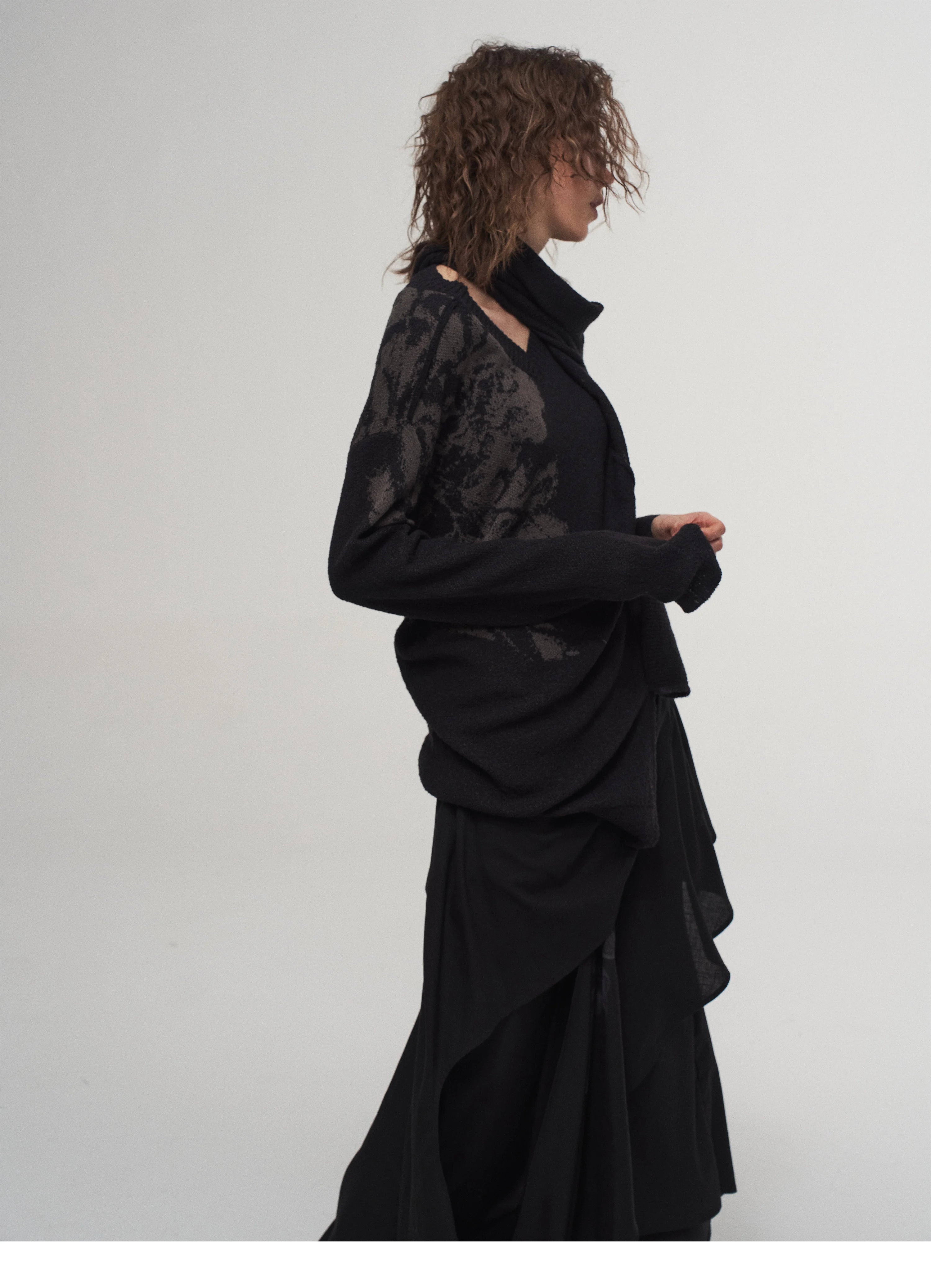 Layered Drape Maxi Skirt