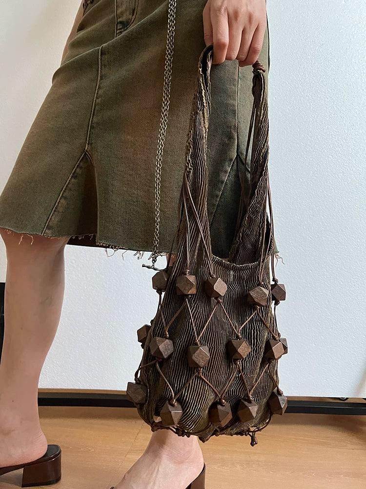 Cord Lattice Bead Bag