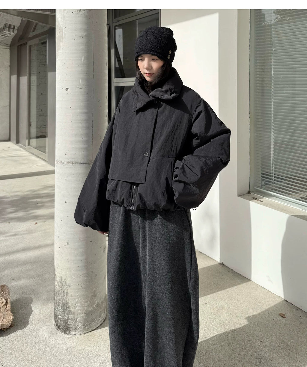 Vector Overlap Funnel-Neck Blouson