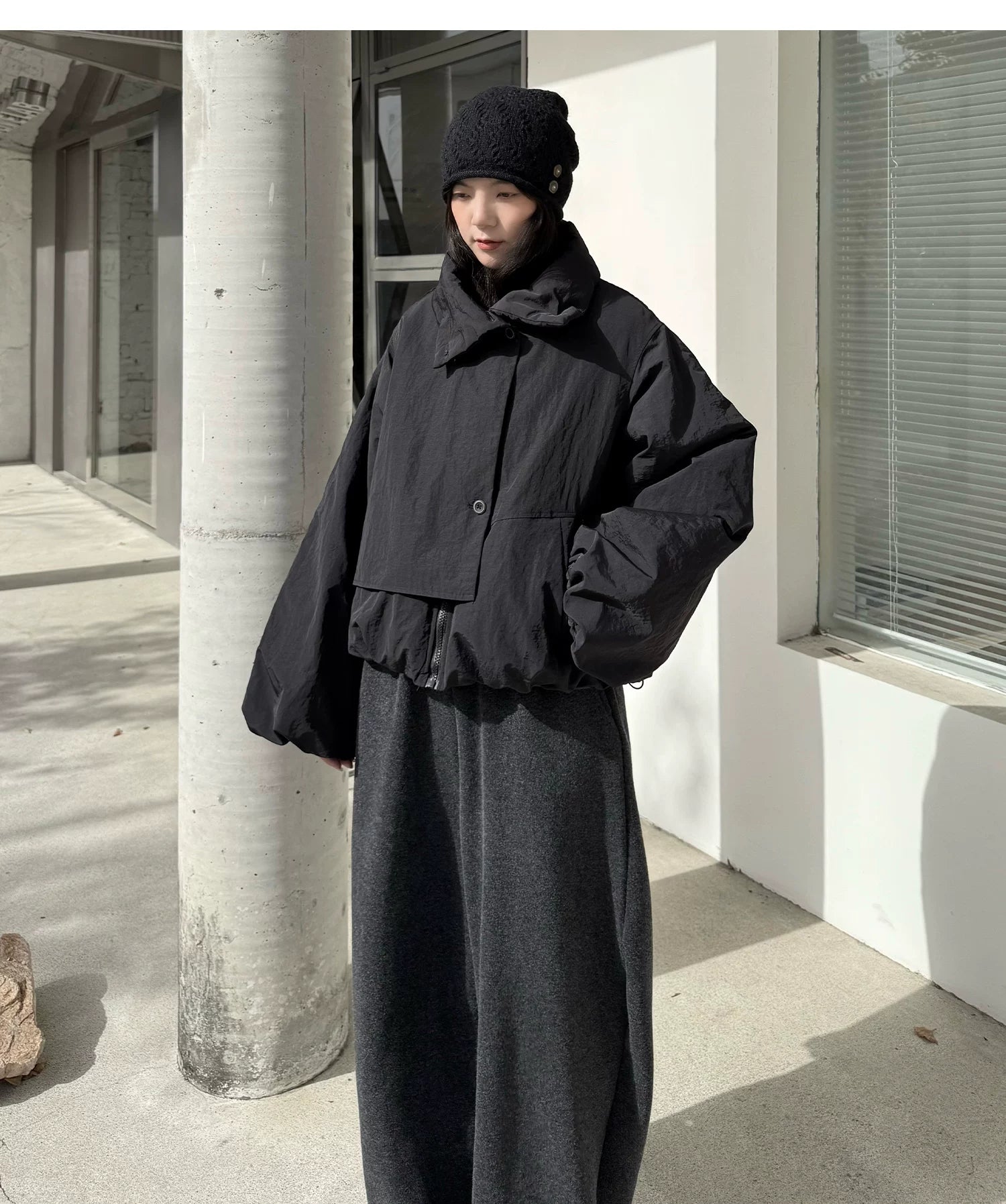 Vector Overlap Funnel-Neck Blouson