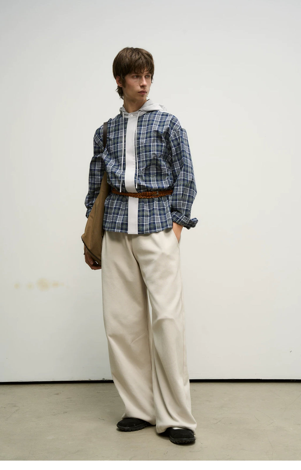 Layered Piqué Wide-Leg Trousers