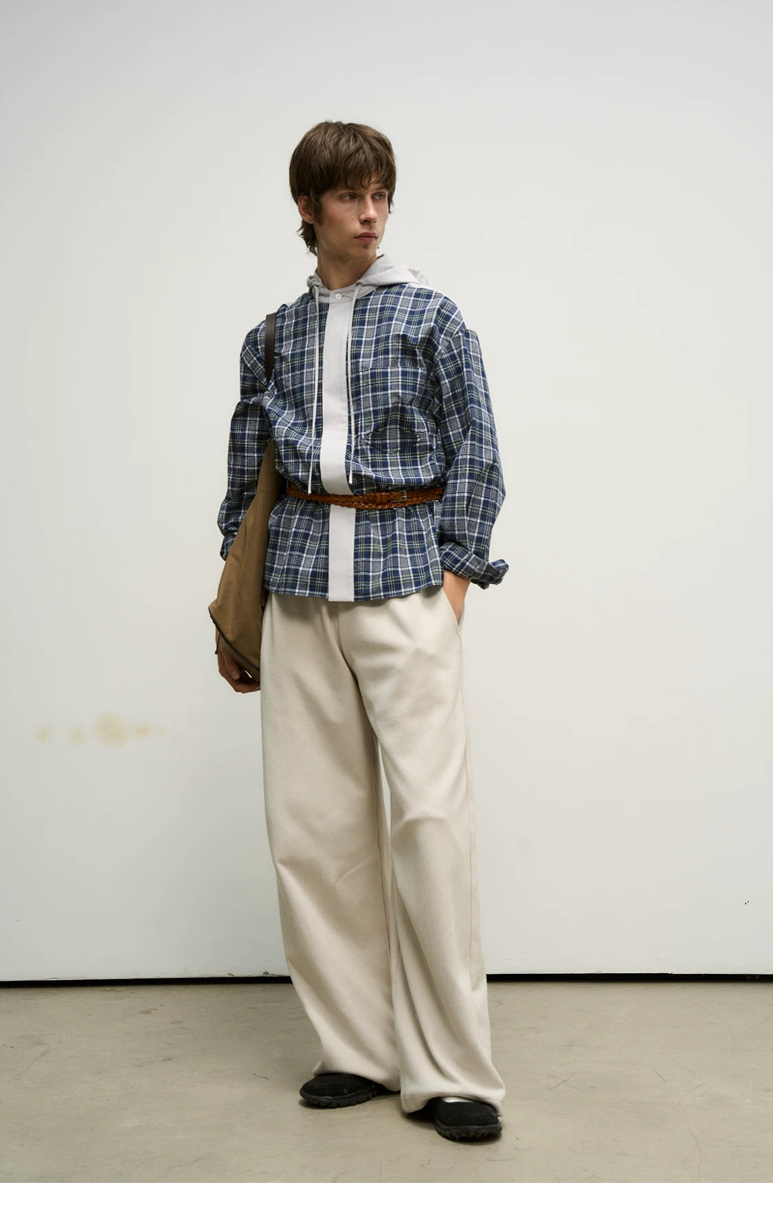 Layered Piqué Wide-Leg Trousers