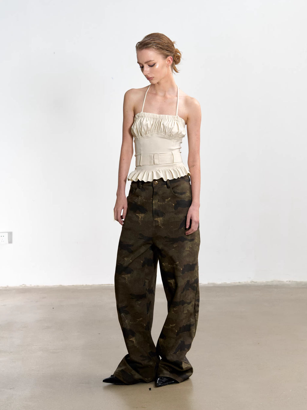 Gathered Corset Halter-Neck Top