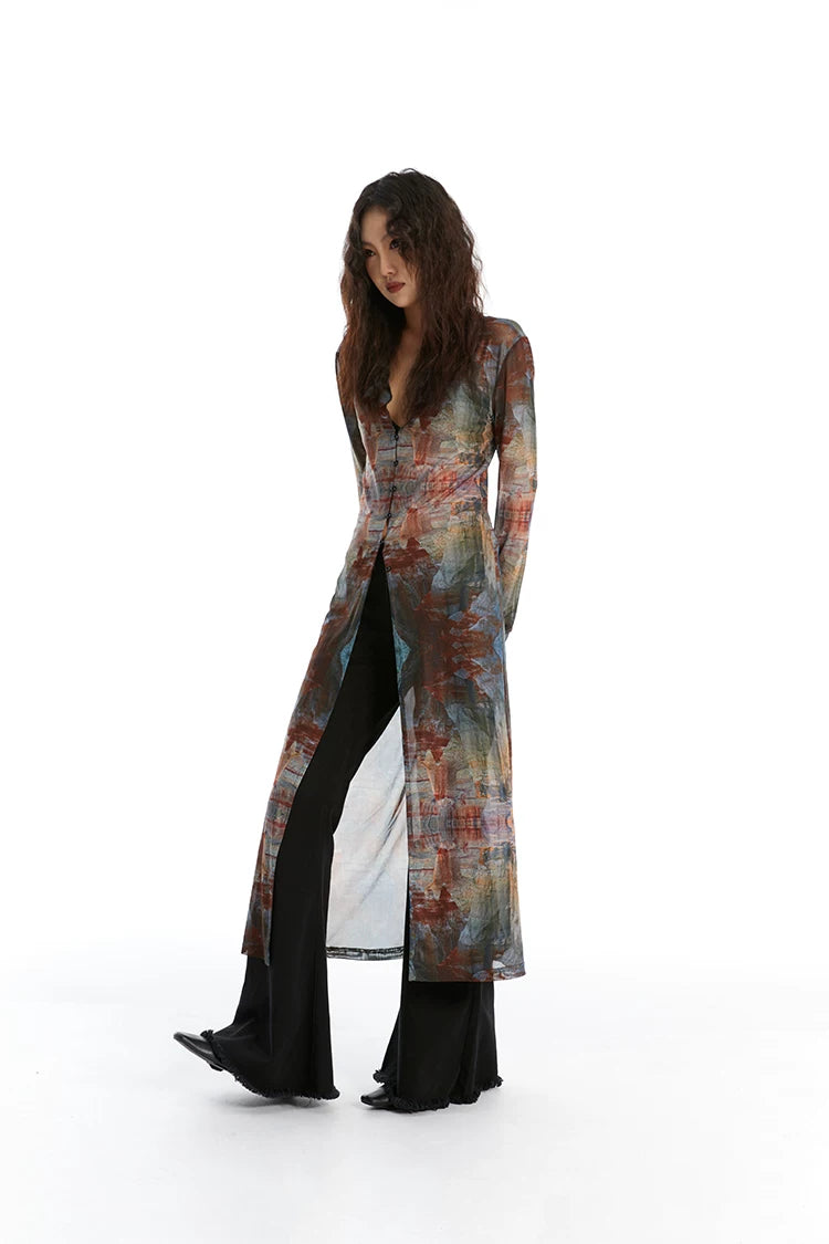 Veil Fresco Sheer Cardigan Dress