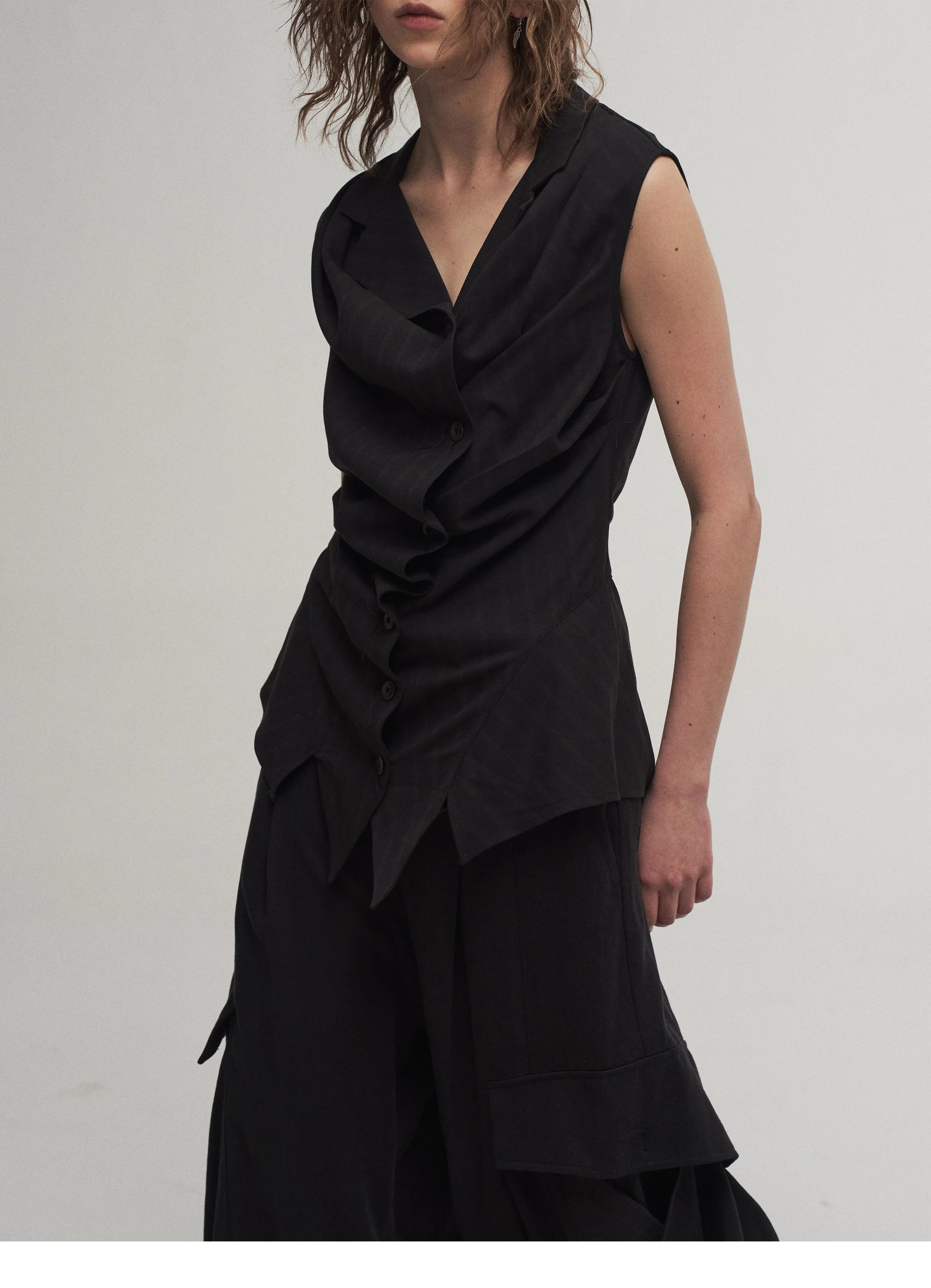Draped Asymmetric Tailored Vest