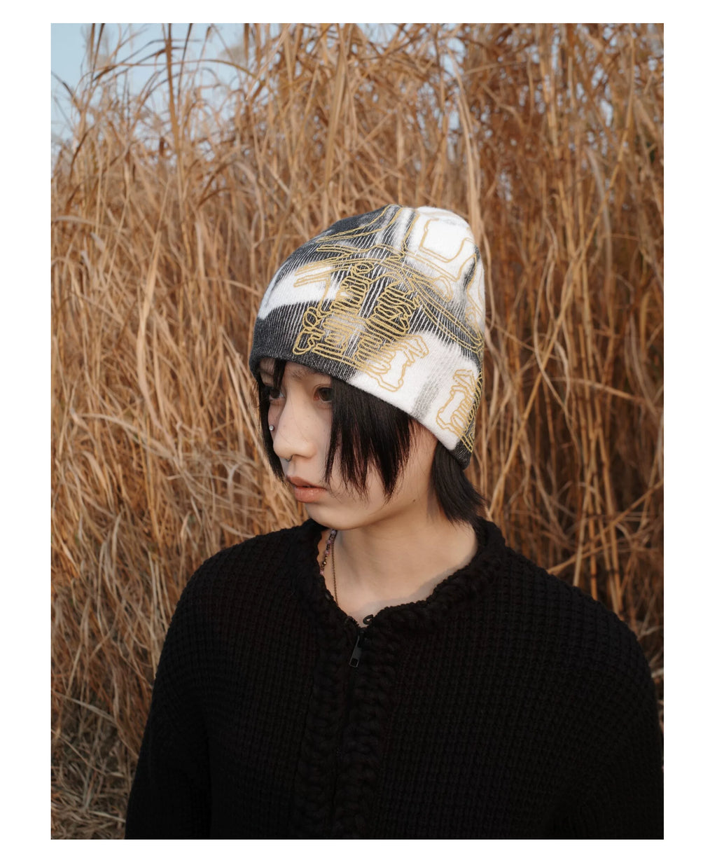 尤奋 Euphoria All-Over Graphic Knitted Beanie
