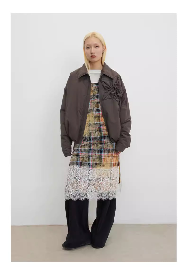 Floral Sunburst Ruched Padded Jacket