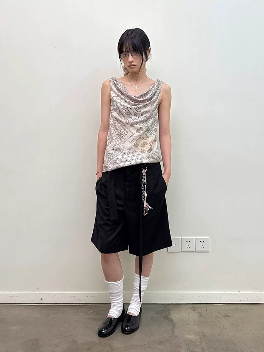 Soft Utility Wool Blend Suit Shorts