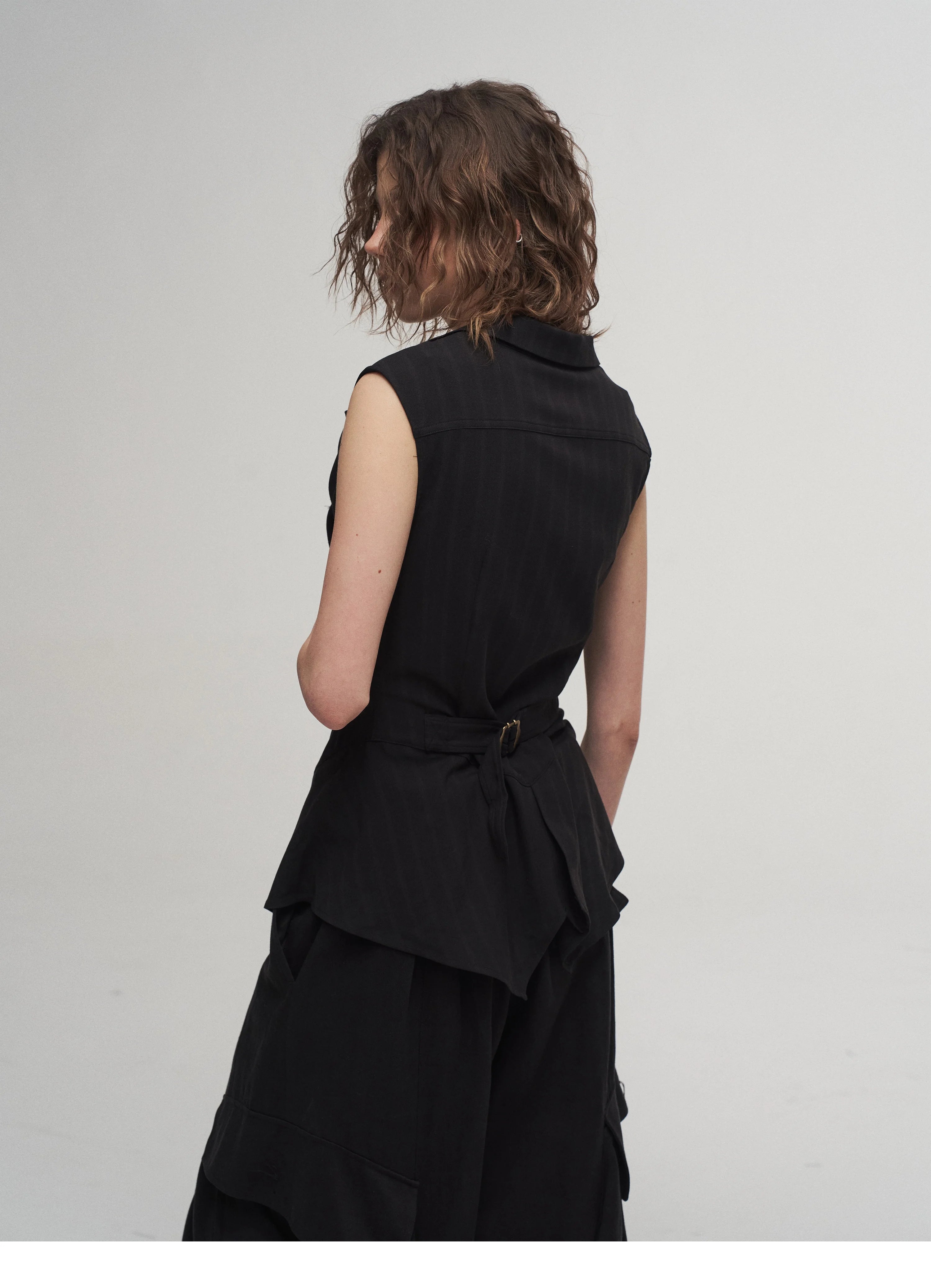 Draped Asymmetric Tailored Vest