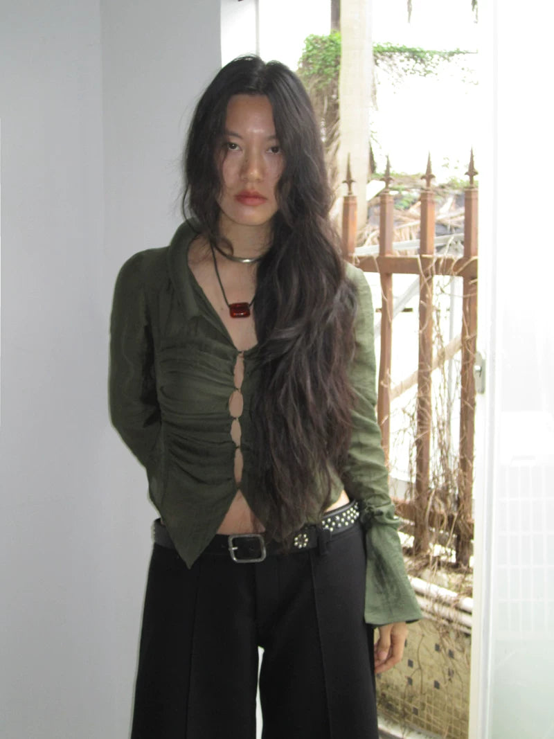 Ring-Link Sheer Blouse