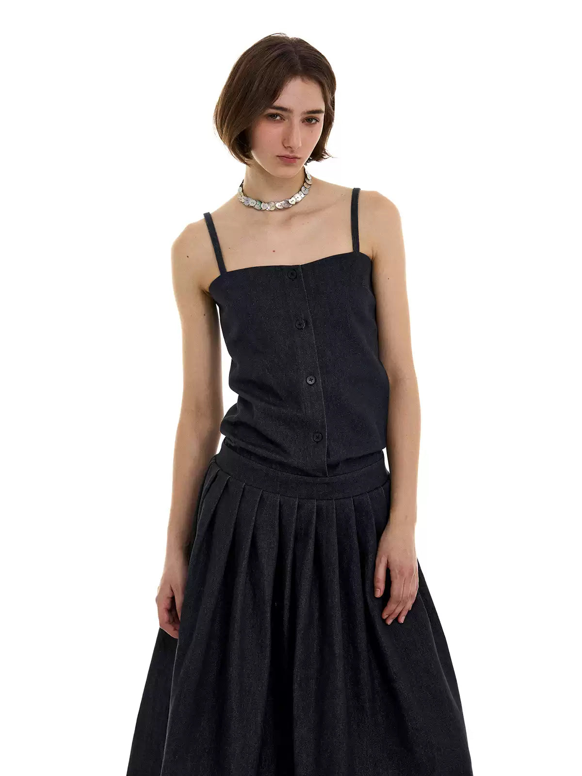 Cotton Pleated Maxi Dress