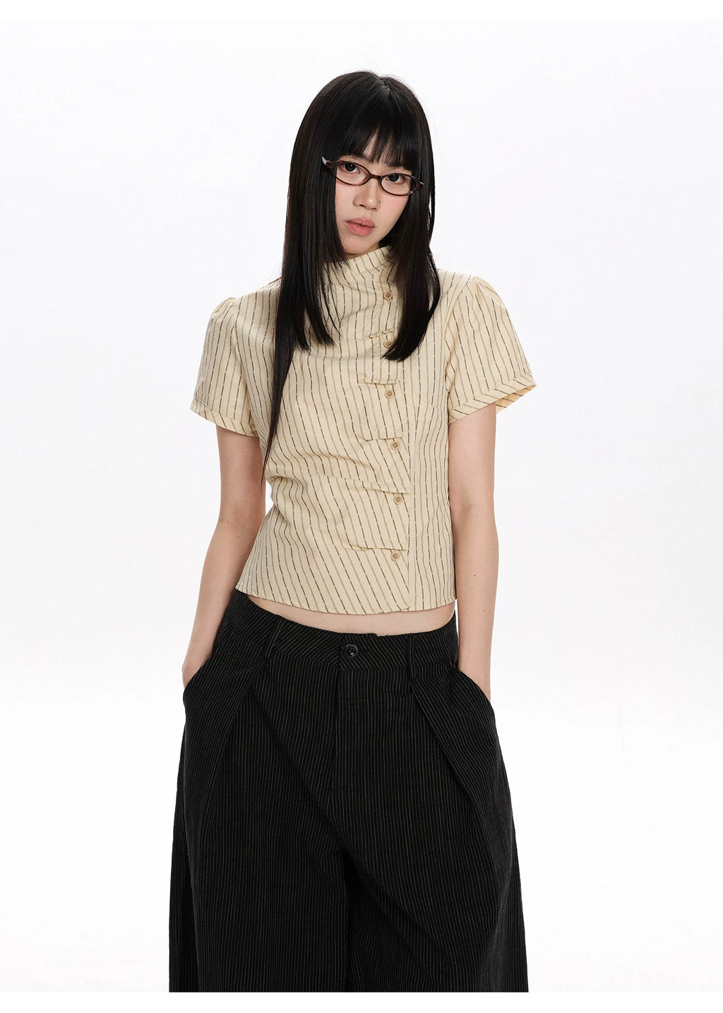 Pinstripe Tie-Back Shirt
