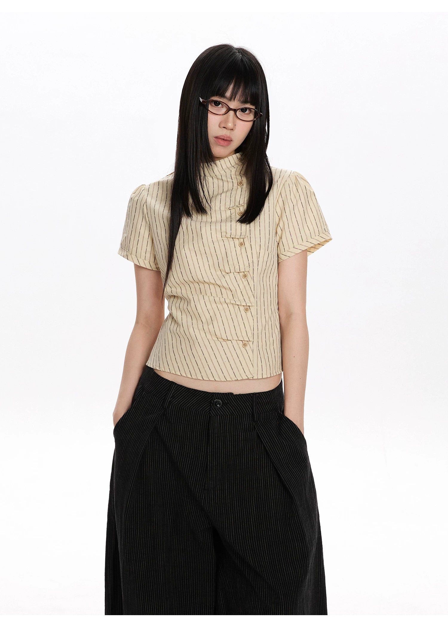 Pinstripe Tie-Back Shirt