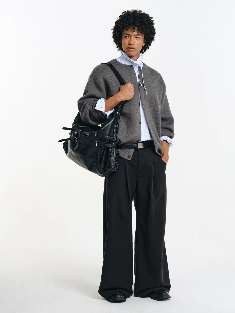Strapped Buckle Soft-Structure Shoulder Bag