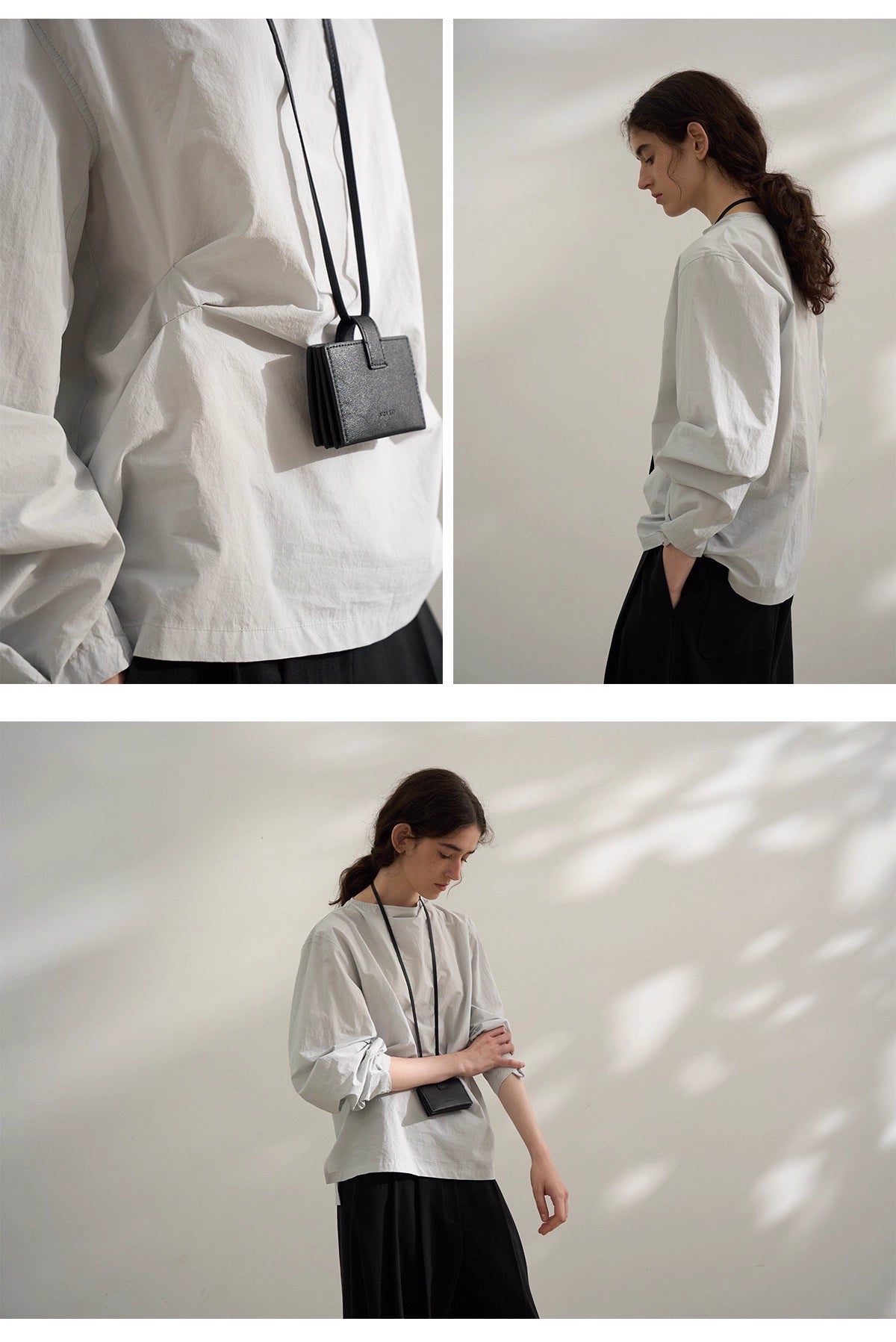 Sculptural Blouse in White or Grey Blue