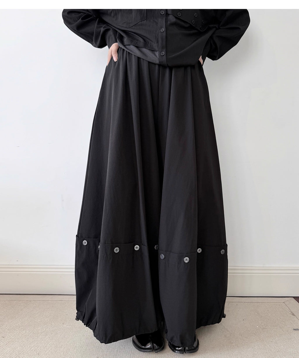 Button Detail Skirt Pants