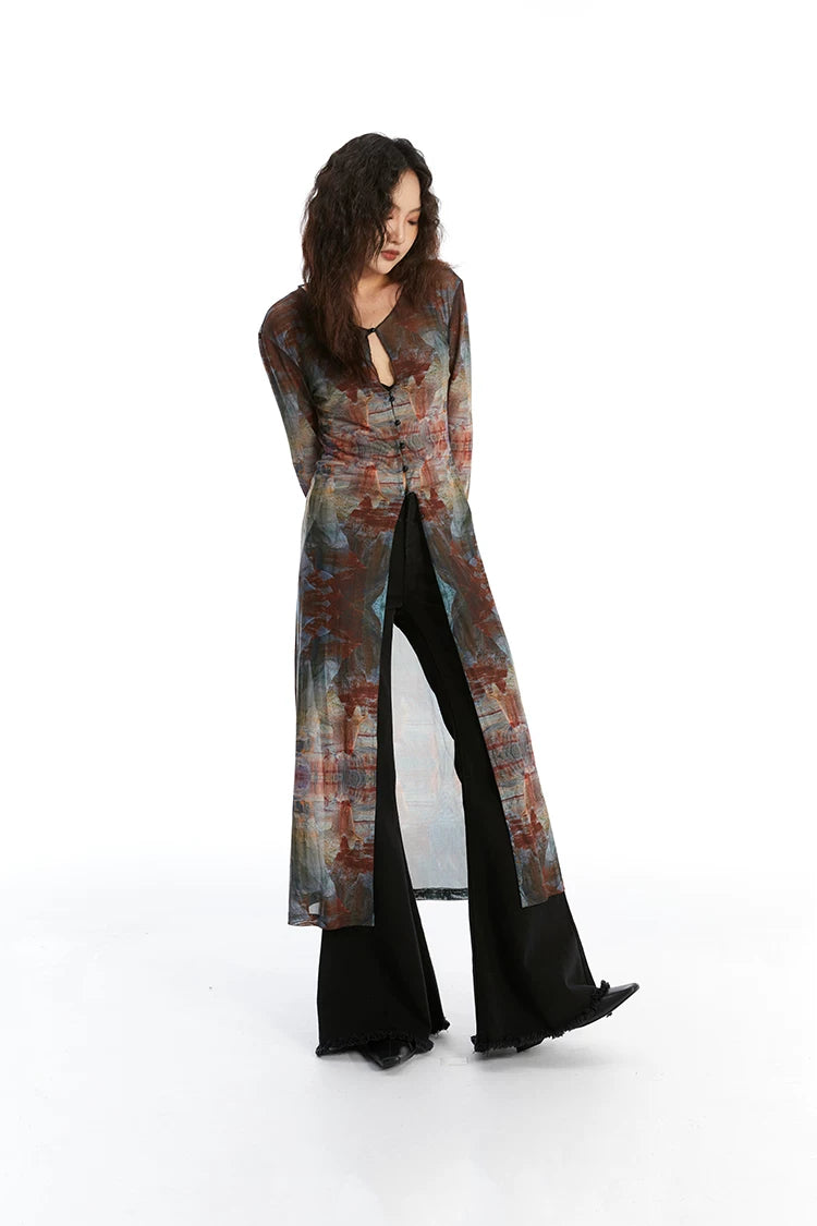 Veil Fresco Sheer Cardigan Dress