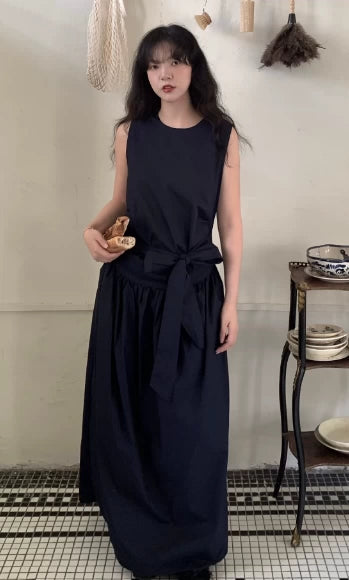 Studio Wrap Cotton Dress in Navy or White