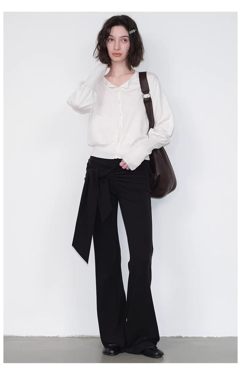 Lantern Sleeve Cardigan in Black Ink or White
