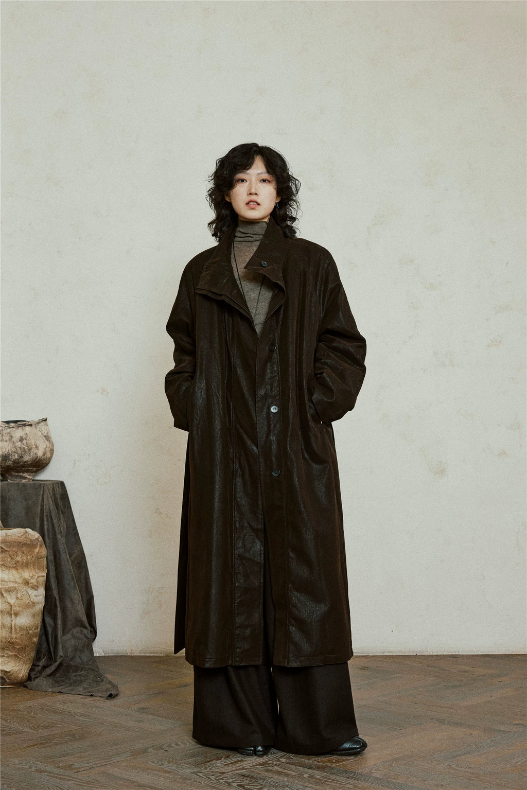 Nomad Matte Leather Trench Coat