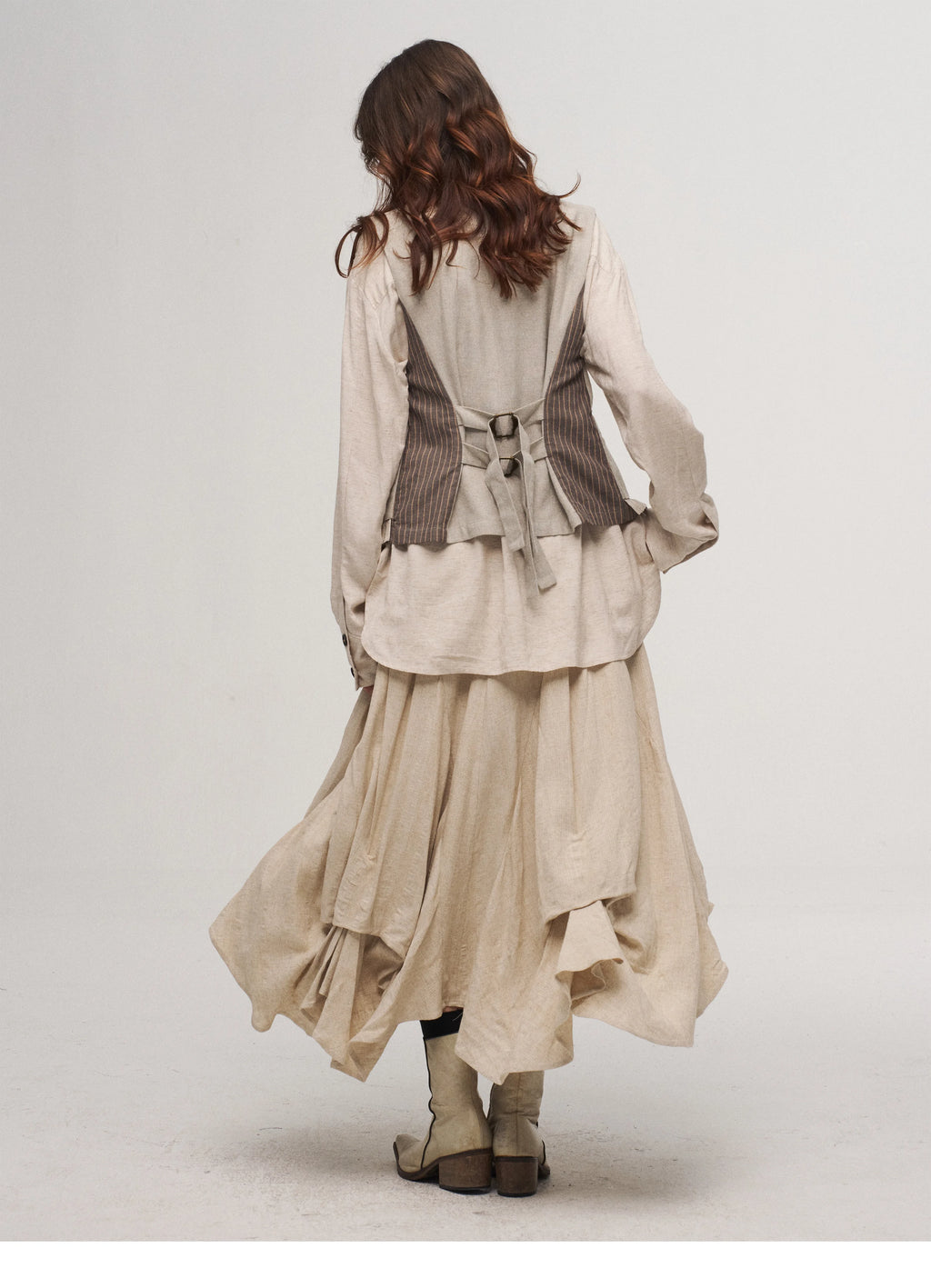 Dune Cascade Linen Skirt