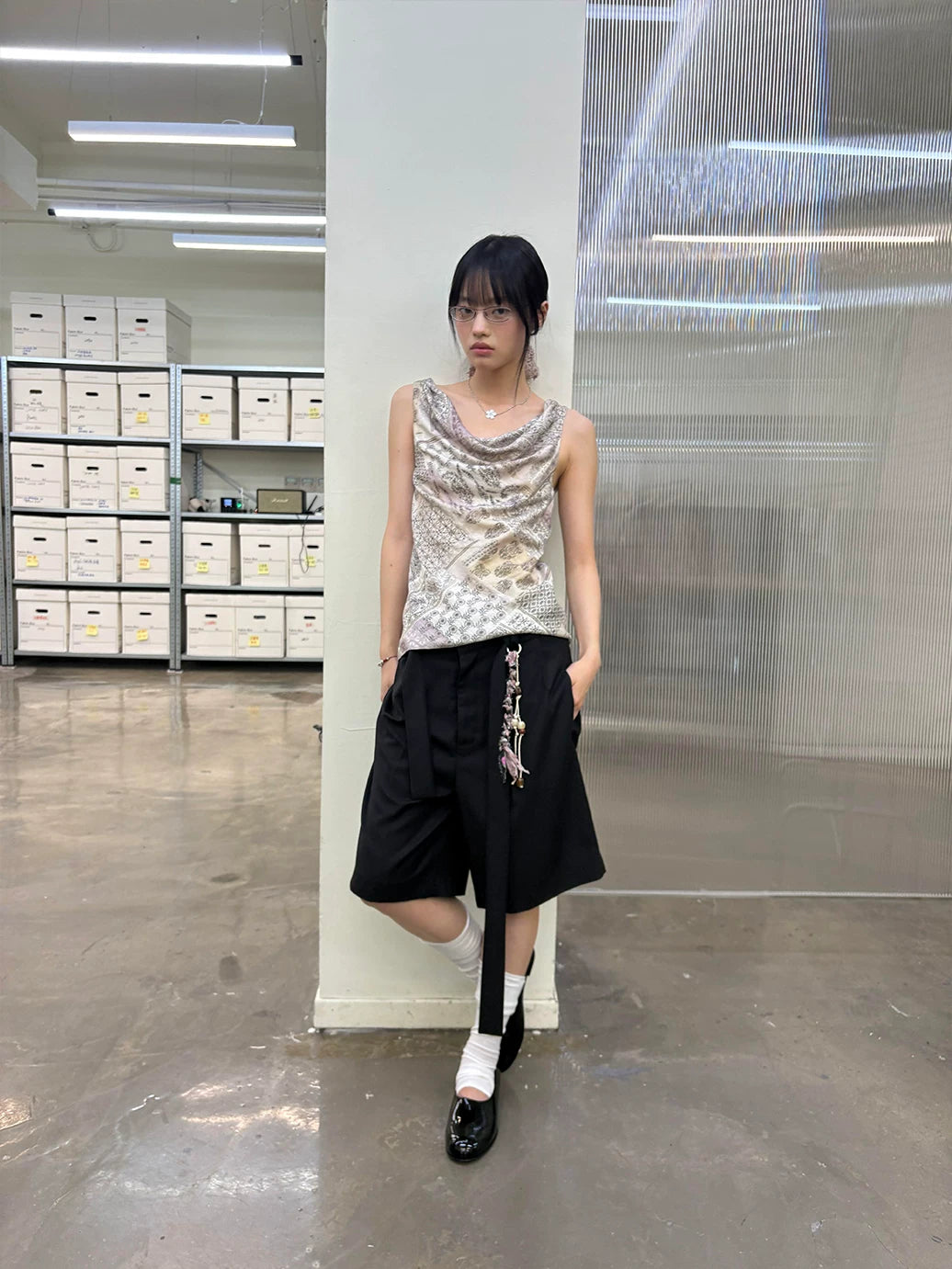 Soft Utility Wool Blend Suit Shorts