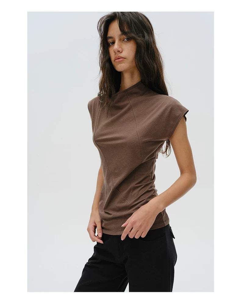Contour Seam Cap Sleeve Top
