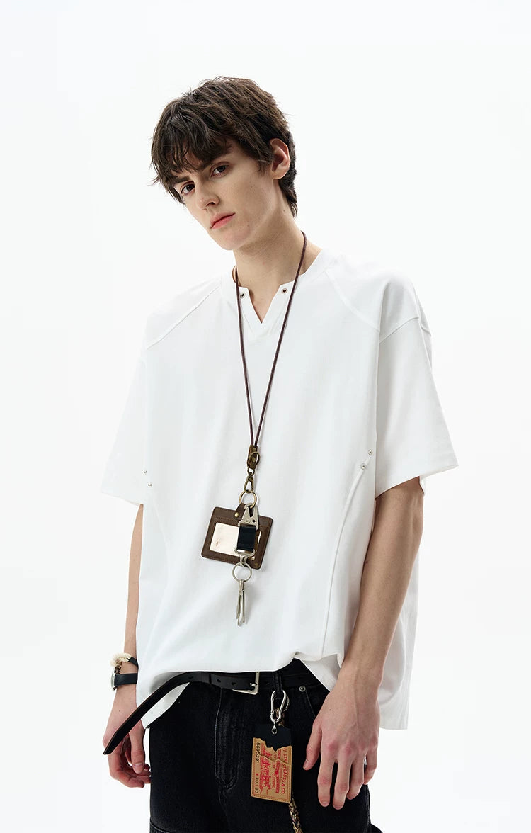 Rivet Seam Henley T-Shirt
