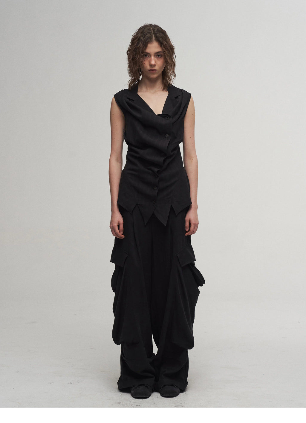 Draped Asymmetric Tailored Vest
