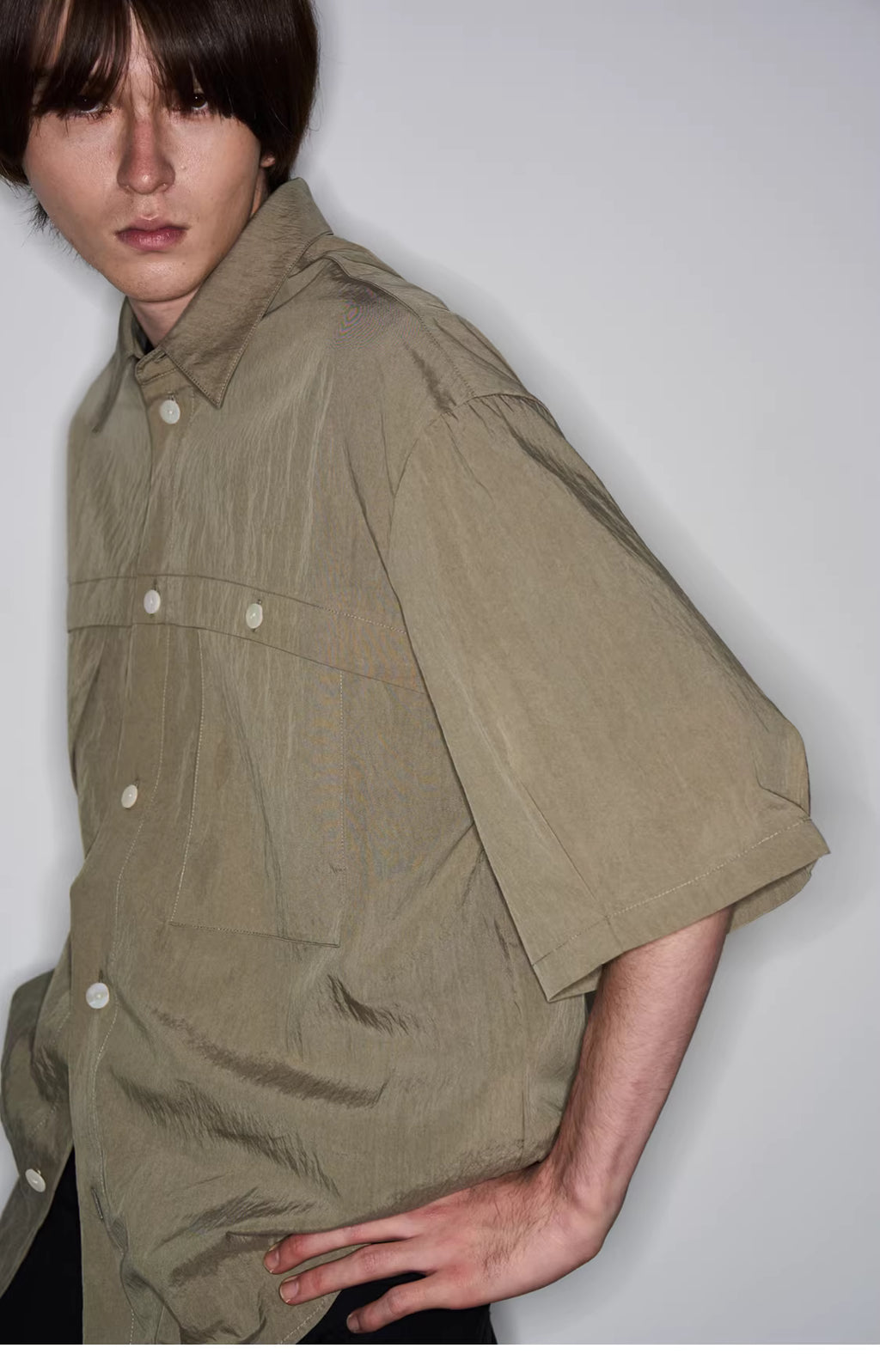 Fluid State Lapel Collar Button-Up Shirt