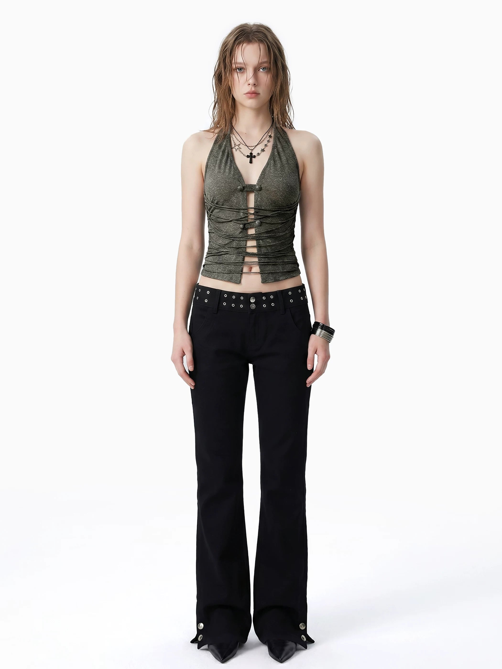 Ashen Ruche Halter Top