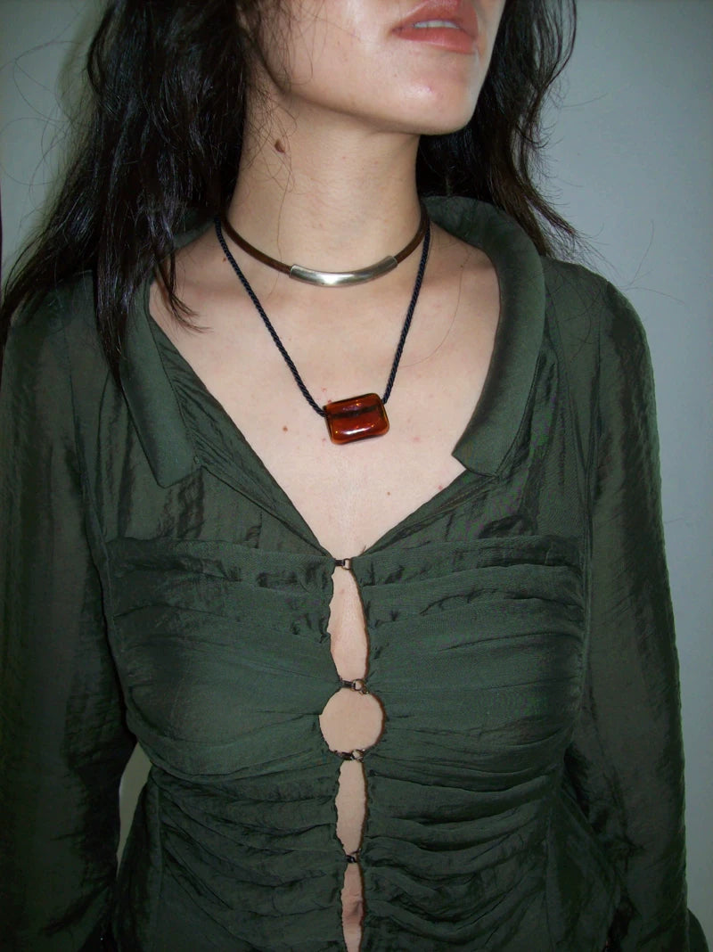 Ring-Link Sheer Blouse