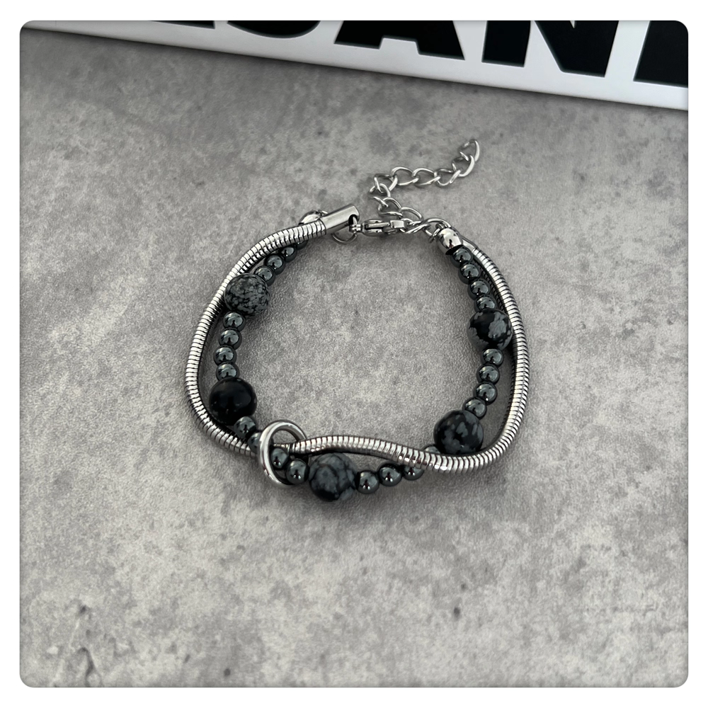 Obsidian Coil Double Wrap Bracelet