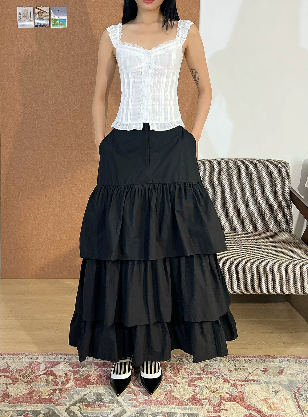 Sheer Check Lace Camisole
