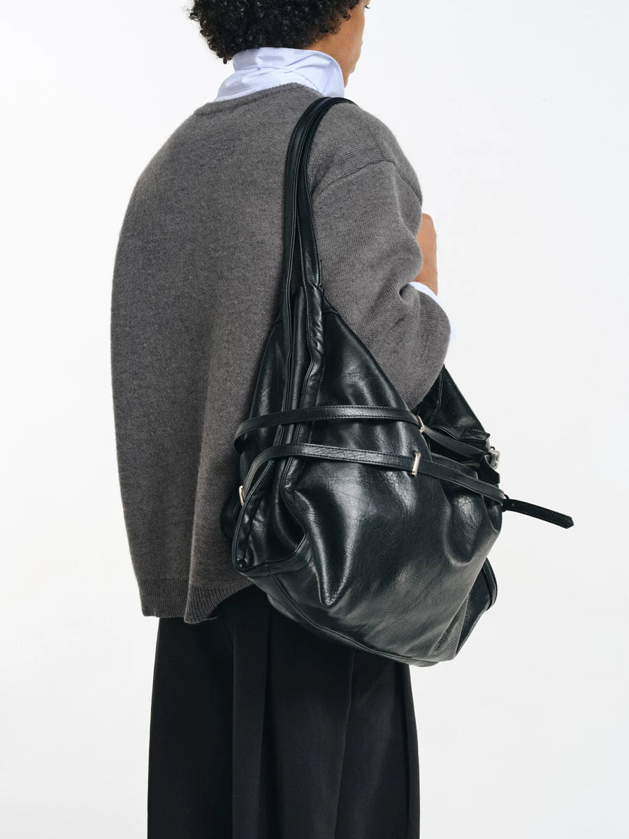Strapped Buckle Soft-Structure Shoulder Bag