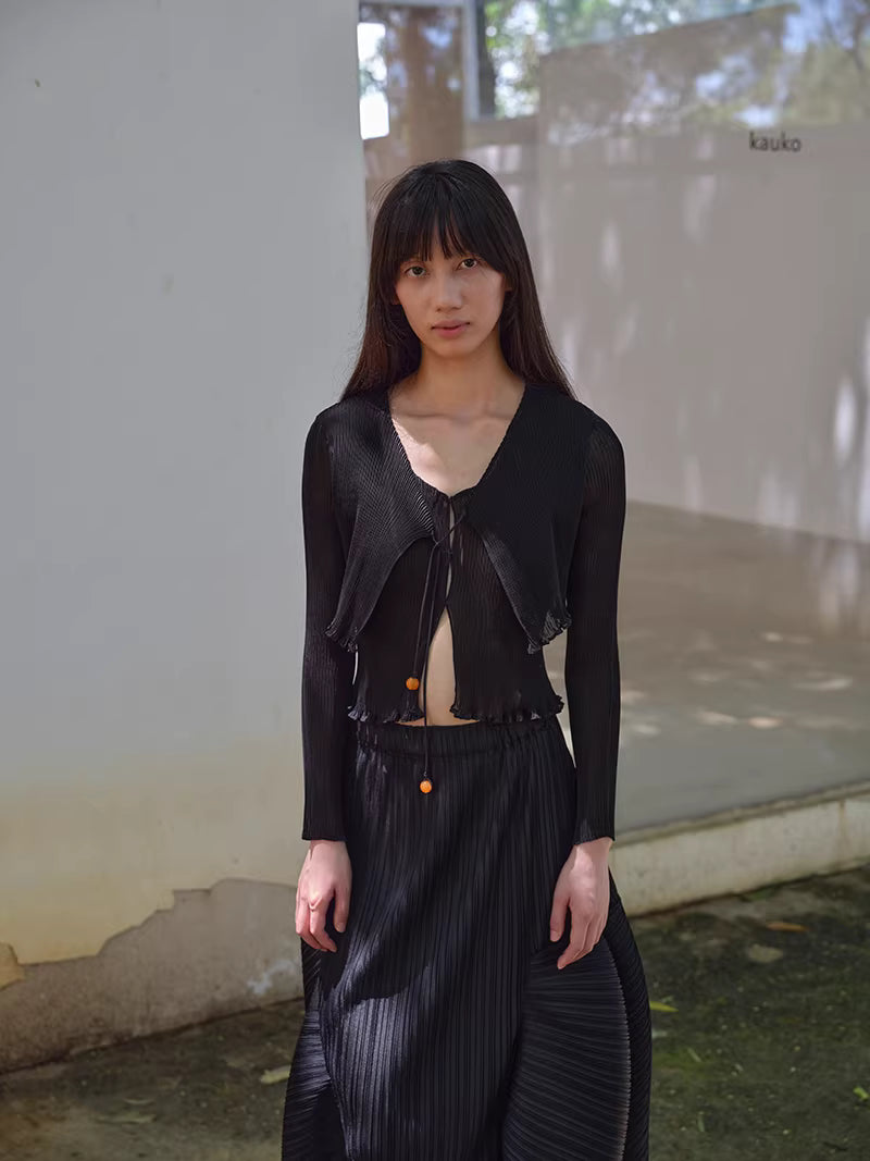 Shadow Pleat Midi Skirt