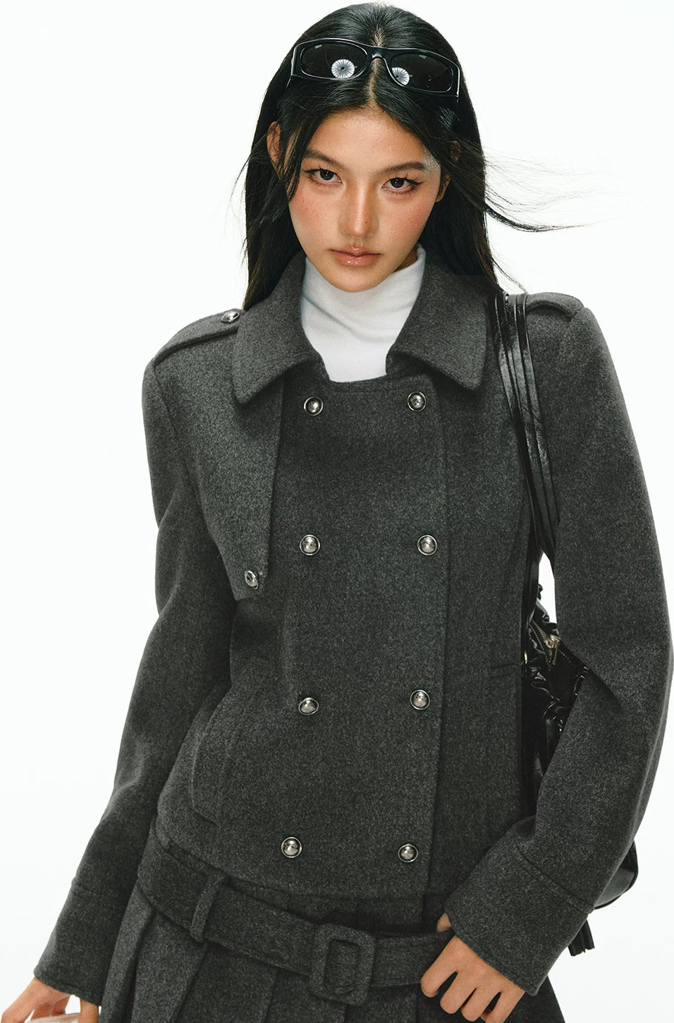 Miranda Double-Breasted Pleat Coat Dress