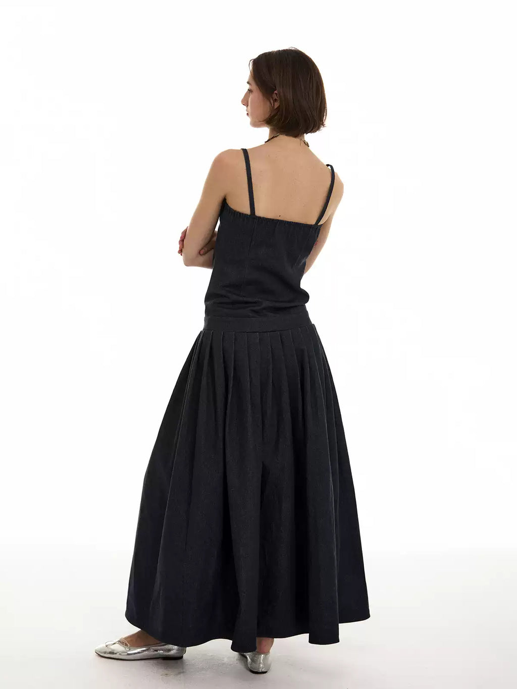 Cotton Pleated Maxi Dress