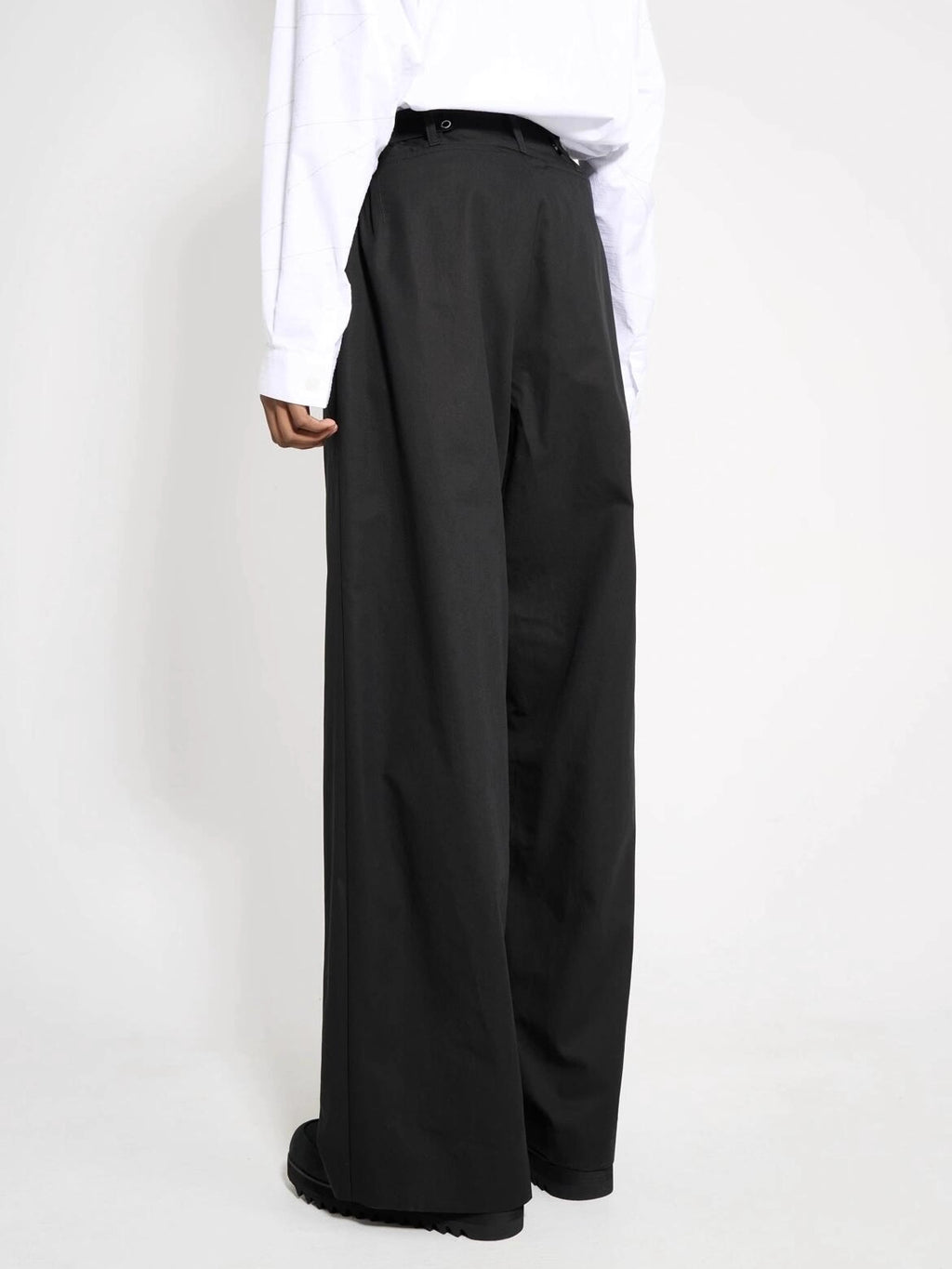 Architectural Drape Pants with Waist Overlap