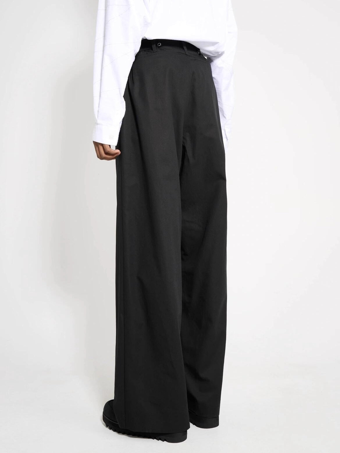 Architectural Drape Pants with Waist Overlap