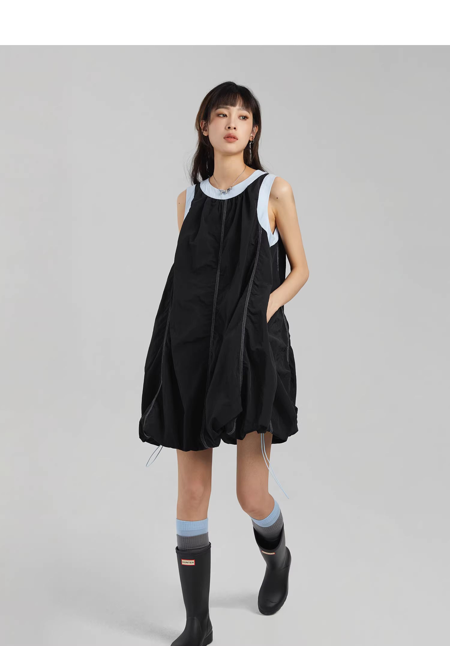 Technical Stitch Parachute Dress