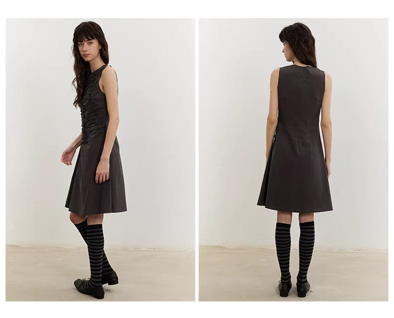 Arbour Ruched Column Dress in White or Black Ink