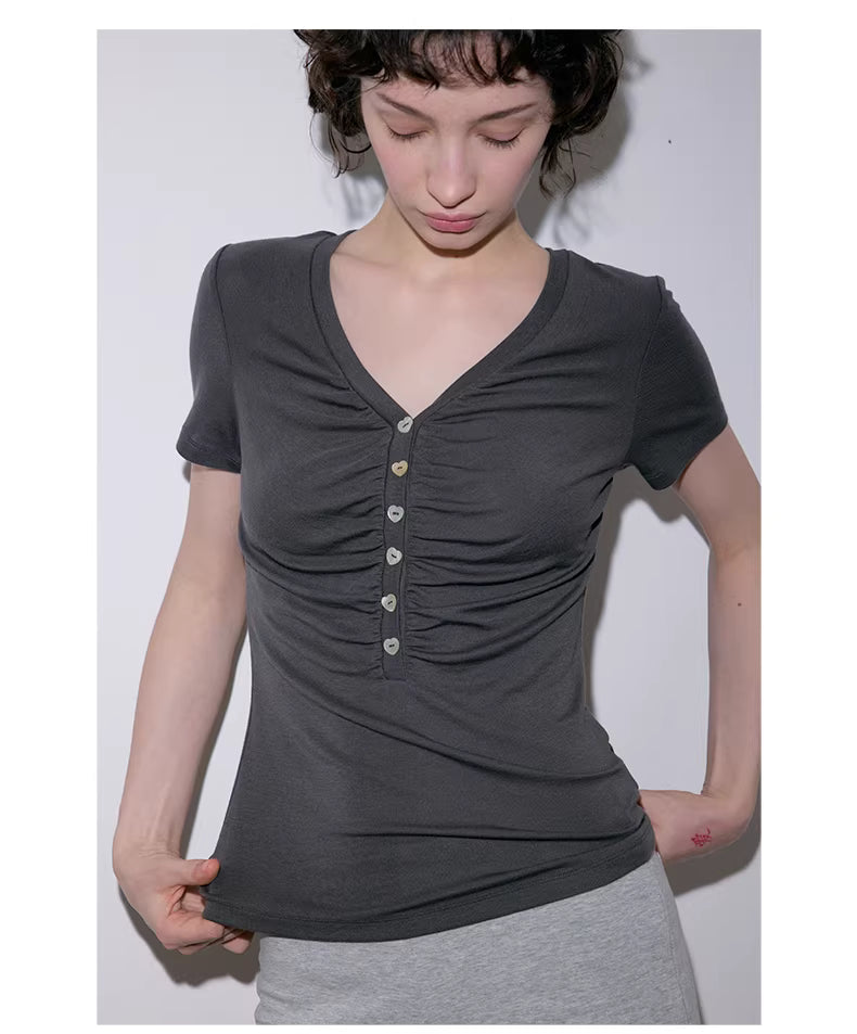 Heirloom Heart Bodice Wool-Blend Knit in Grey or Charcoal